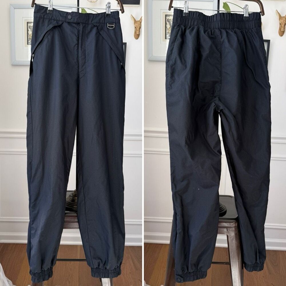 Vintage 80s 90s Black Bear Nylon High Waist Wind Water Resistant Pants Indie Sle